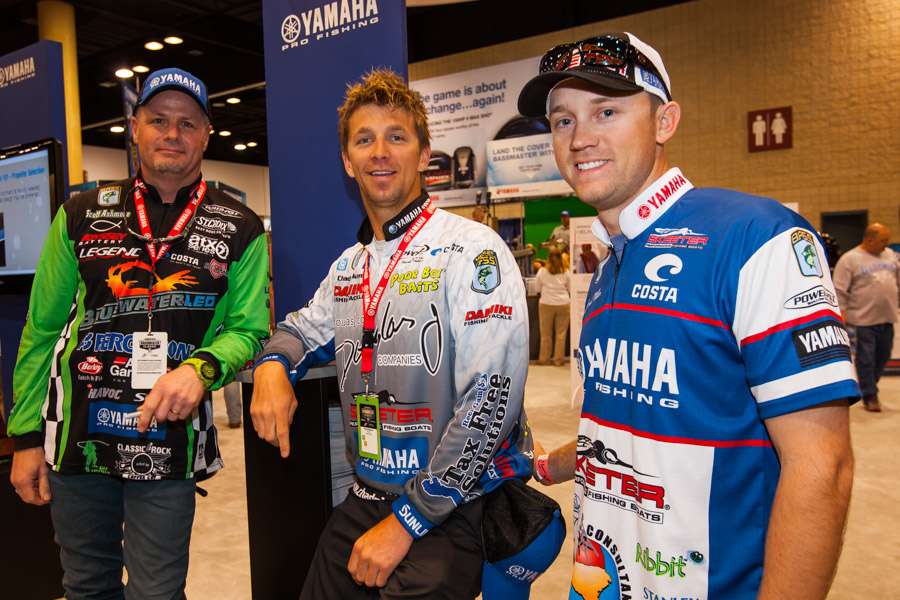 Scott Ashmore, Chad Pipkens and Jared Miller are in position to greet the mass of fans as the doors open on the final day of the Bassmaster Classic.