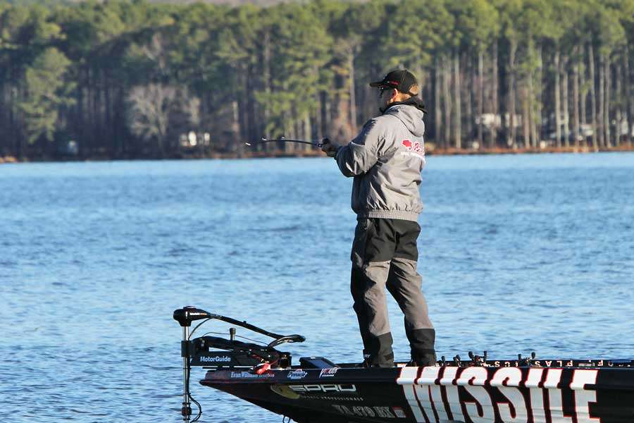<p>John Crews fishes early on Day One of the Classic.</p>
