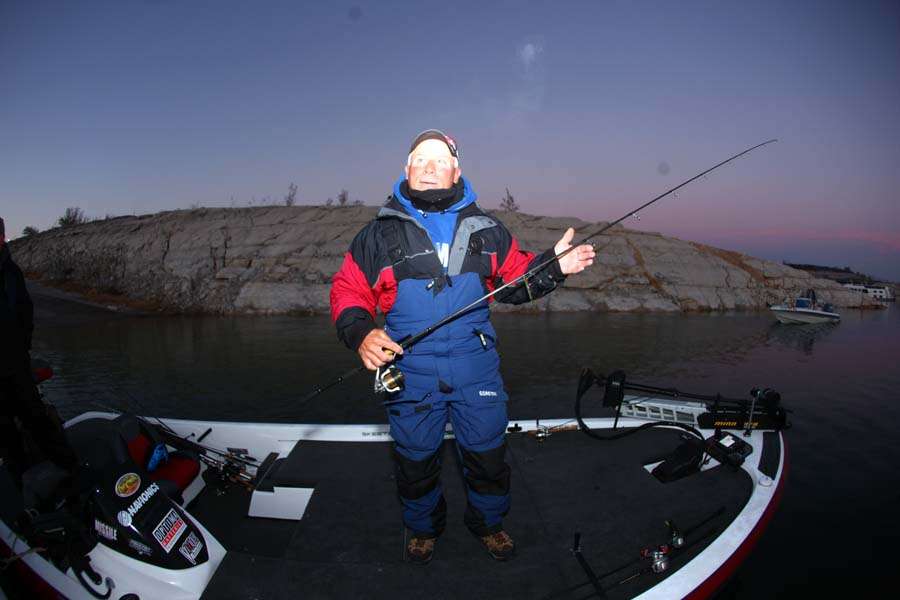 Dave Mansue is ready for a great day of fishing on Lake Amistad.