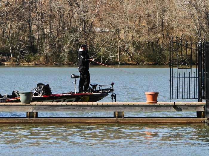 It looks almost like KVD is going through the gate of a lakeside home on Guntersville.