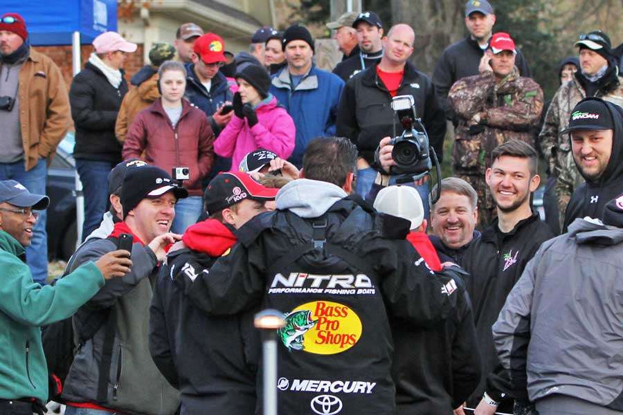 Although starting the day in 27th, Kevin VanDam stills draws a lot of attention.