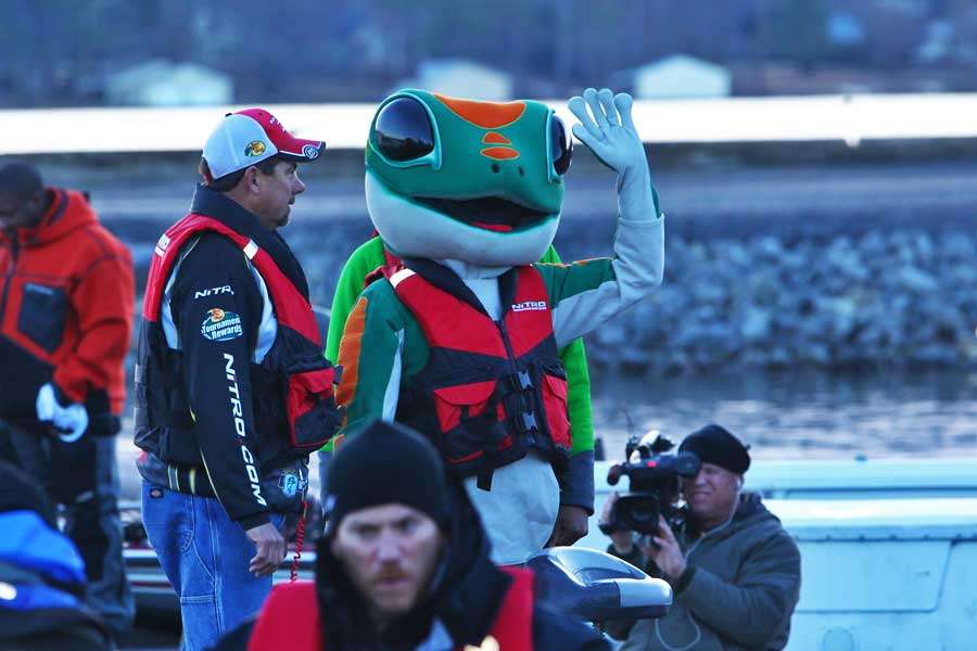 The GEICO Gecko was fitted with a life vest.