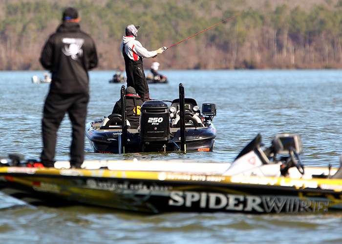Bobby Lane and Josh Bertrand were sharing an area late in the morning on Day One. 
