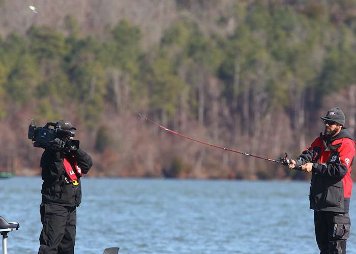 Mike Iaconelli had a Bassmaster television camera on him the entire day. 