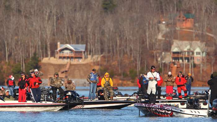 Tharp had one of the largest contingents of spectator boats following him each day.