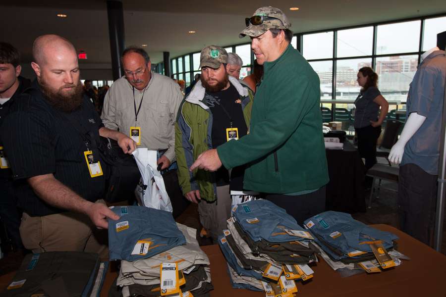 The Carhartt booth stays busy.