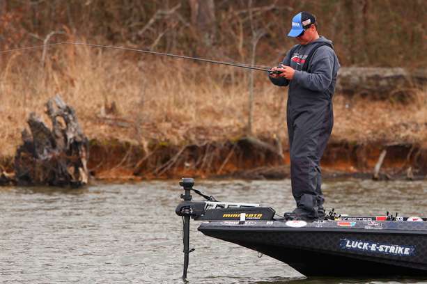 Here are some more shots of Classic anglers practicing on Lake Guntersville, starting with Cliff Crochet.
