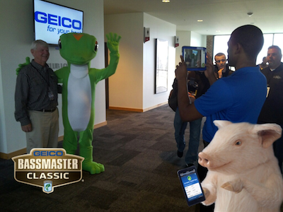 The GEICO Gecko and Bassmaster Editor-in-Chief Dave Precht