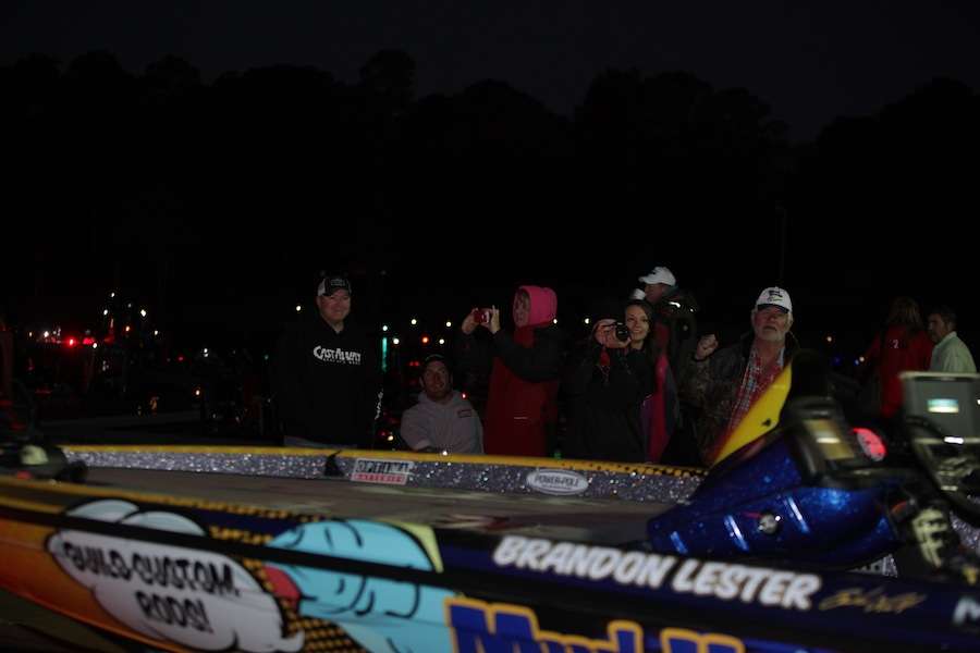 Friends and family look on as Elite anglers launch. 