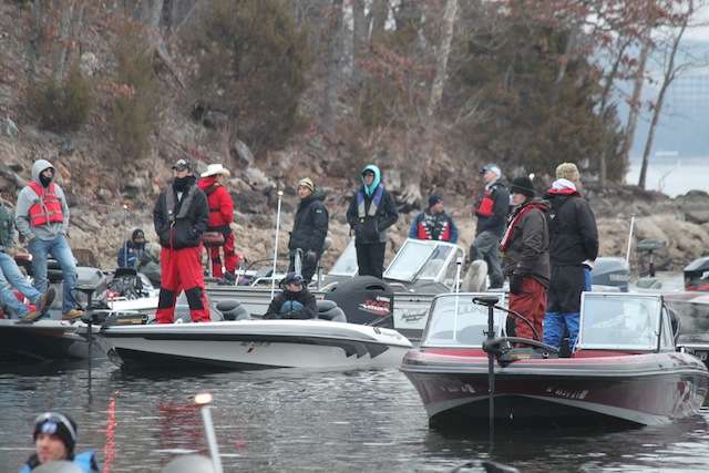 Anglers listen to direction from the tournament staff.