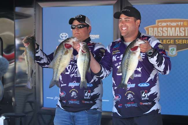 Quinn Fowler and Dylan McKee weigh 18-12 on Day 2 and take the lead with 26-3 for two days. 