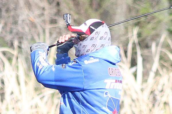 Grigsby started the day fan casting a flat, wearing a GoPro hat cam.
