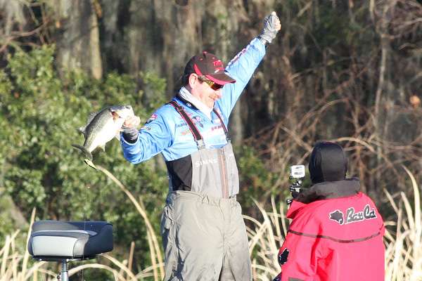 His limit complete, Grigsby does a little celebrating.