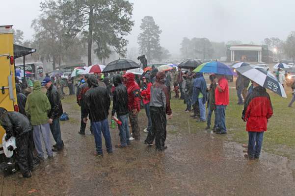 Despite the flash flood, many bass fishing fans were undeterred waiting to see who would win the event.