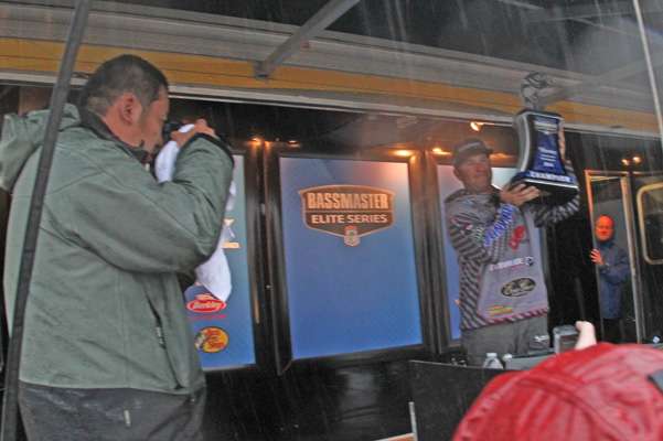 A champion was crowned during the downpour in one of the wettest and fastest weigh-ins in Bassmaster history.
