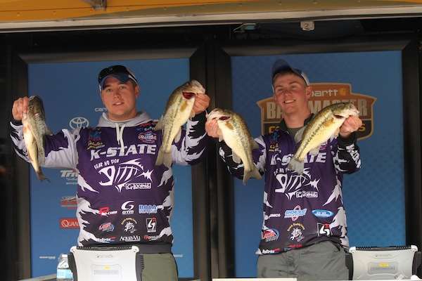 <p>Kyle Alsop and Taylor Bivins of Kansas State University had 10-10 on day one for 8th place. </p>
