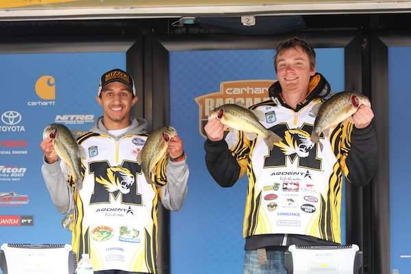 <p>University of Missouri with 4 solid fish to sit in the top 10 on Day 1.. </p>
