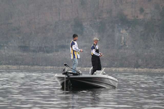 Murray State anglers hit the banks near take-off. 