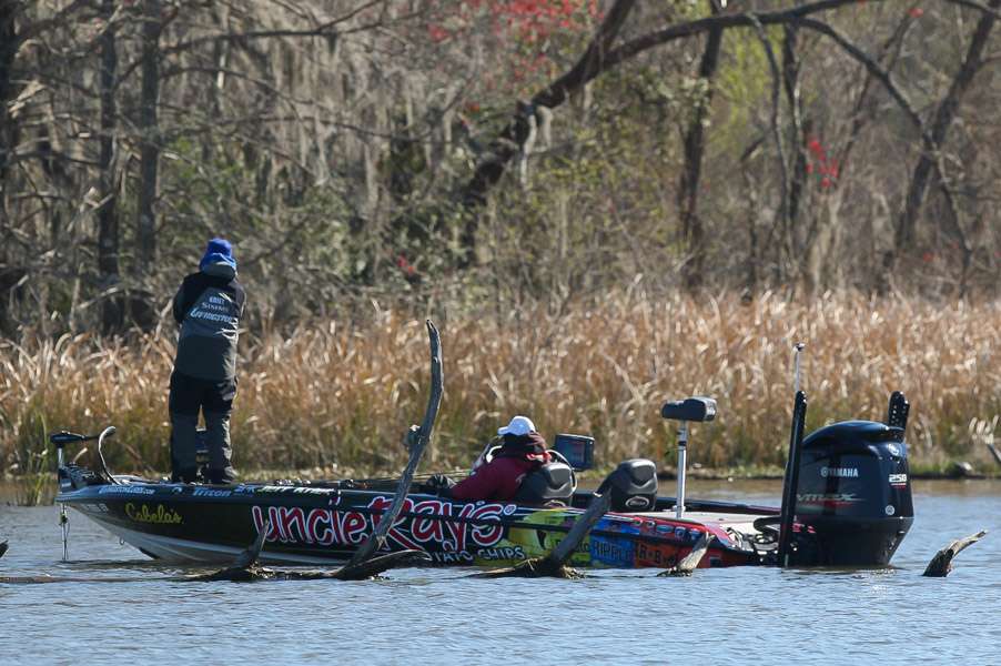 Jeff Kriet is working a point off the main lake.
