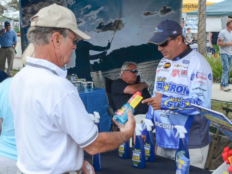 Patrick Pierce shows off Star brite products for boat cleaning and more.