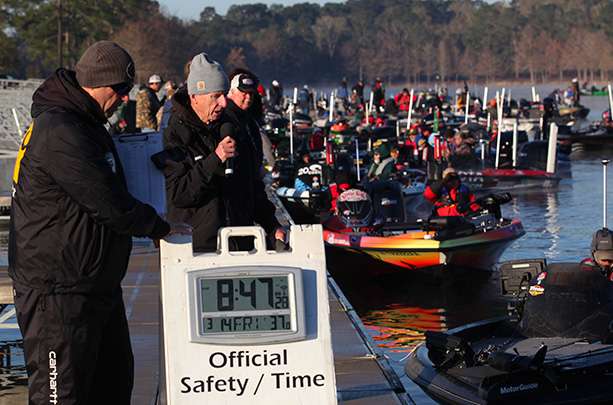 The fog lifted and Trip Weldon and Dave Mercer ushered the anglers onto Lake Seminole around 8:50 this morning.