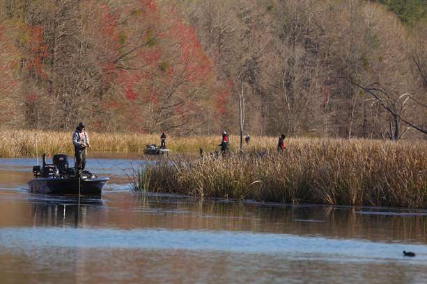 Anglers were crowded into some of the more popular bed fishing areas.