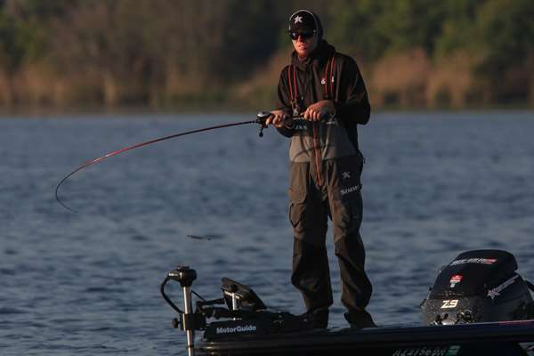 Josh Bertrand makes a first cast on Day 2.  Josh had 11-15 for 64th after Day 1.