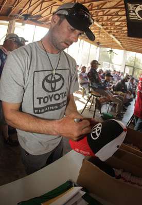 Mike Iaconelli signed Toyota caps.