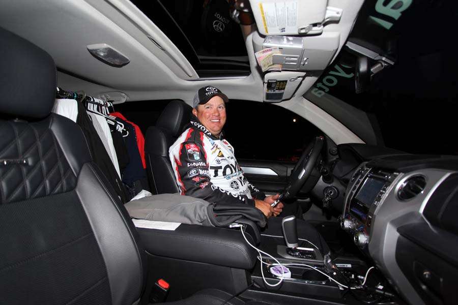 Terry Scroggins is all smiles as he prepares to launch with his Toyota Tundra. 