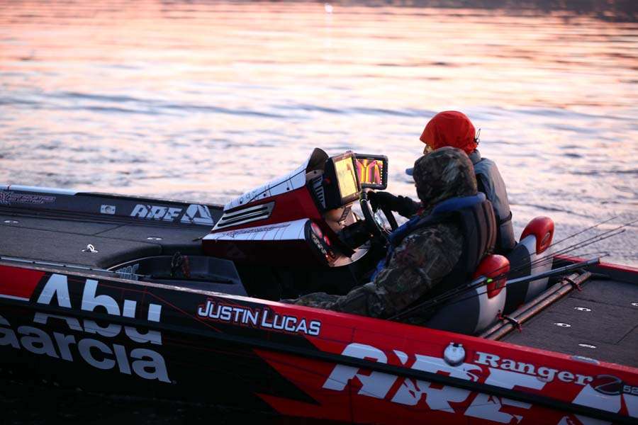 Justin Lucas idles past the final safety check point, which is where the return time is confirmed by the anglers and B.A.S.S. officials.