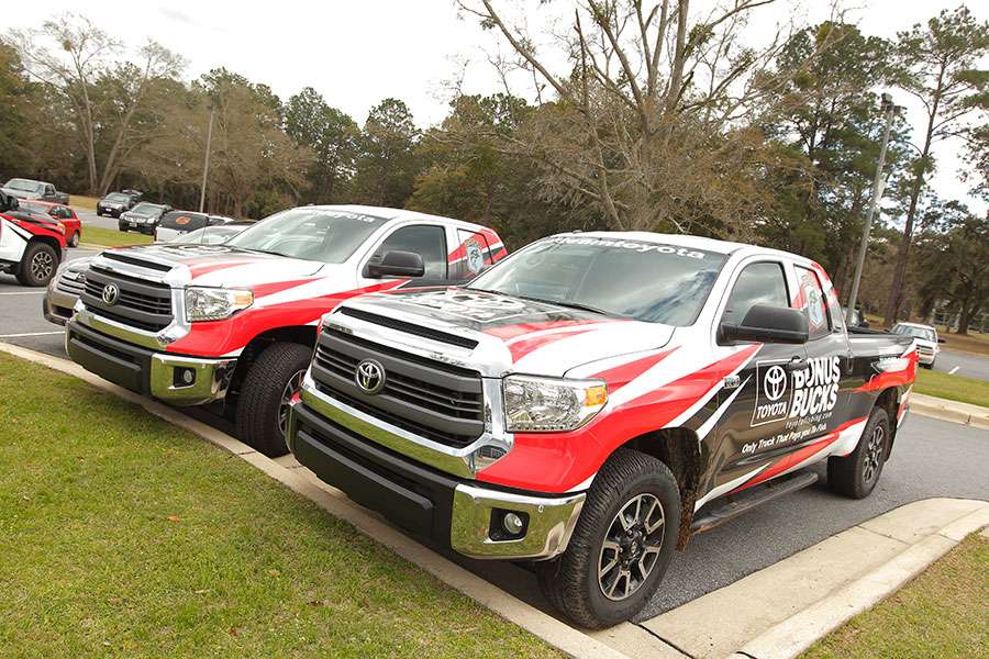 A small fleet of Toyotas are at the ready as the Dick Cepek Tires Bassmaster Elite at Seminole Presented by Hardee's is set to begin. 
