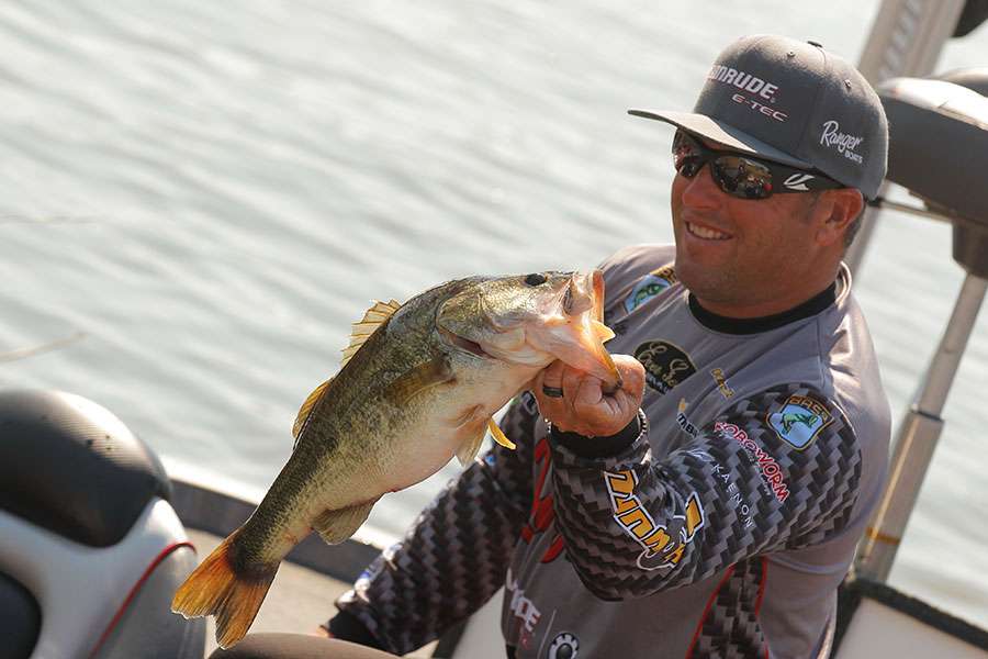 Brett Hite shows some of the nice bass he brought back on Day 2.