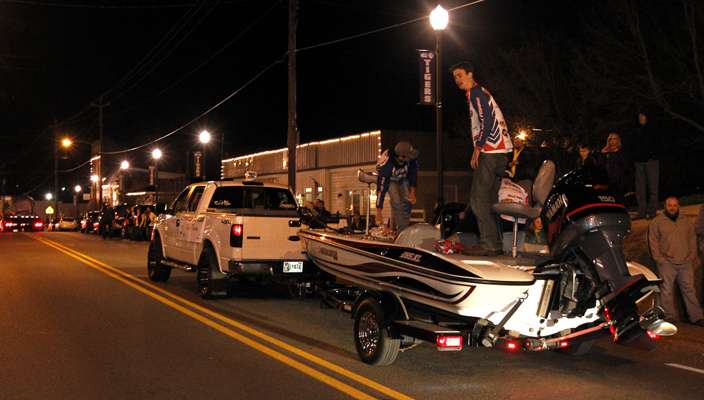 The Oak Mountain high school fishing team joined the parade. 