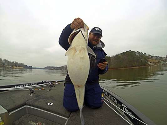 Shaye Baker showes us the underbelly of this Smith Lake bass saying, 