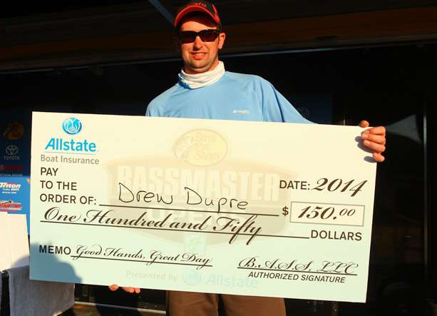 Drew Dupre picked up the $150.00 Good Hands, Great Day bonus from Allstate.