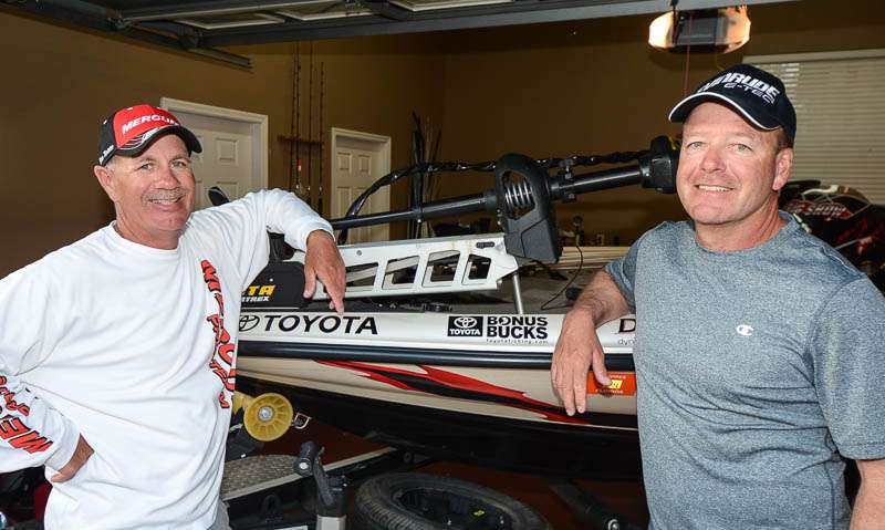 Scott Rook and Davy Hite hang out next to the Big Show's boat. 