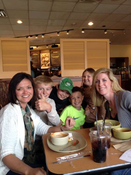 After schoolwork, we meet the Chapmans for lunch. We try to finish school early on Fridays so that we can have a fun afternoon with friends. Panera Bread soup is just what we needed on this cold day. 