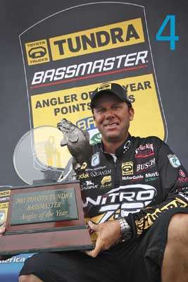 <h1>
	<strong>VanDominating</strong></h1>
<p>If this gallery seems like the Kevin VanDam show, you're right. There's a reason he's generally regarded as the best ever to cast a rod and reel. Four is the number of consecutive Toyota Bassmaster Angler of the Year awards he won from 2008 to 2011, breaking Roland Martin's mark of three in a row between 1971 and '73. Martin still has the record for total AOYs with nine, but no one can match KVD's string of four, and his total of seven AOYs is next best to Martin.</p>
