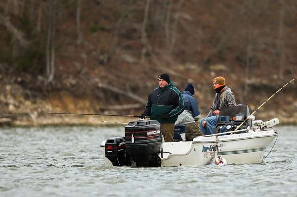 Local anglers are on the water this morning battling the strong wind and cold temperatures.