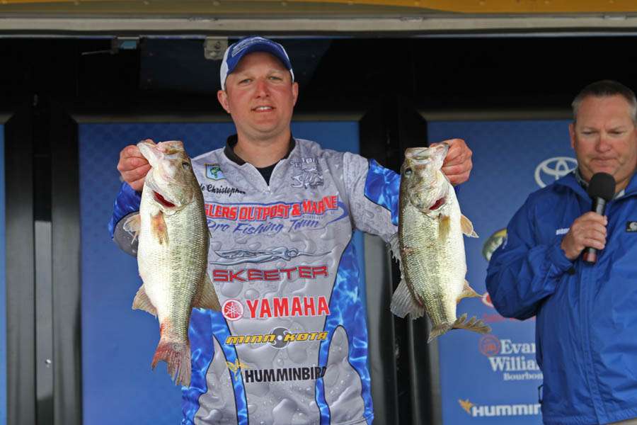 Kyle Christopher climbed into third place on the Kentucky team with his Day 2 catch of 17 pounds, 4 ounces.