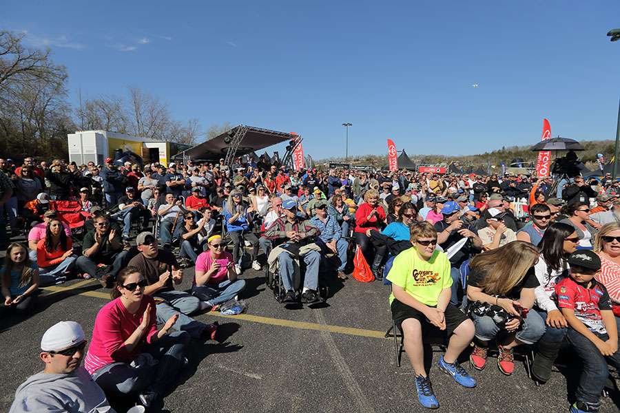The crowd enjoyed a sunny day for the weigh-in at the Bass Pro Shop on Branson Landing. 