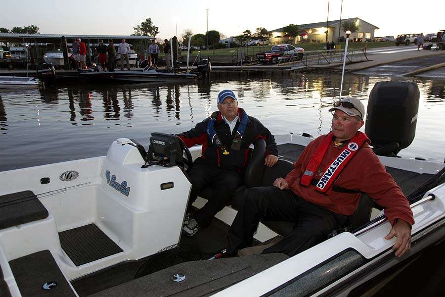 Tommy Murray and his co-angler are lined up in the fifth position for takeoff at Red River South Marina.