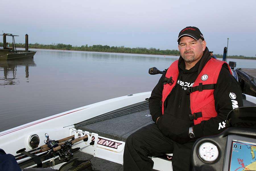 Marvin Ettredge wears his game face for a day of fishing on the Red River.