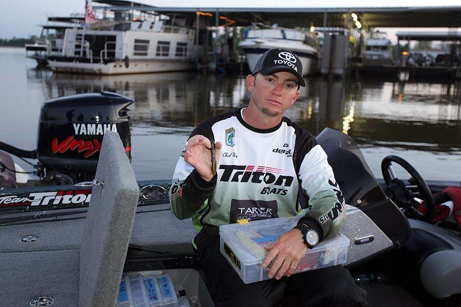 Chad Wiley displays the bait he'll use to give him a boost in the top 12 championship round.