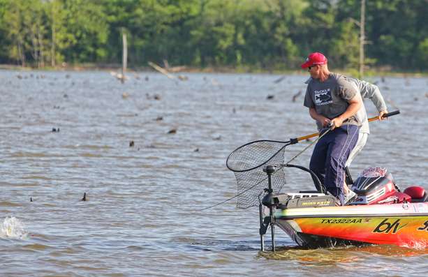 Elite Series pro Keith Combs started the morning in 12th place with 22 pounds, 9 ounces.