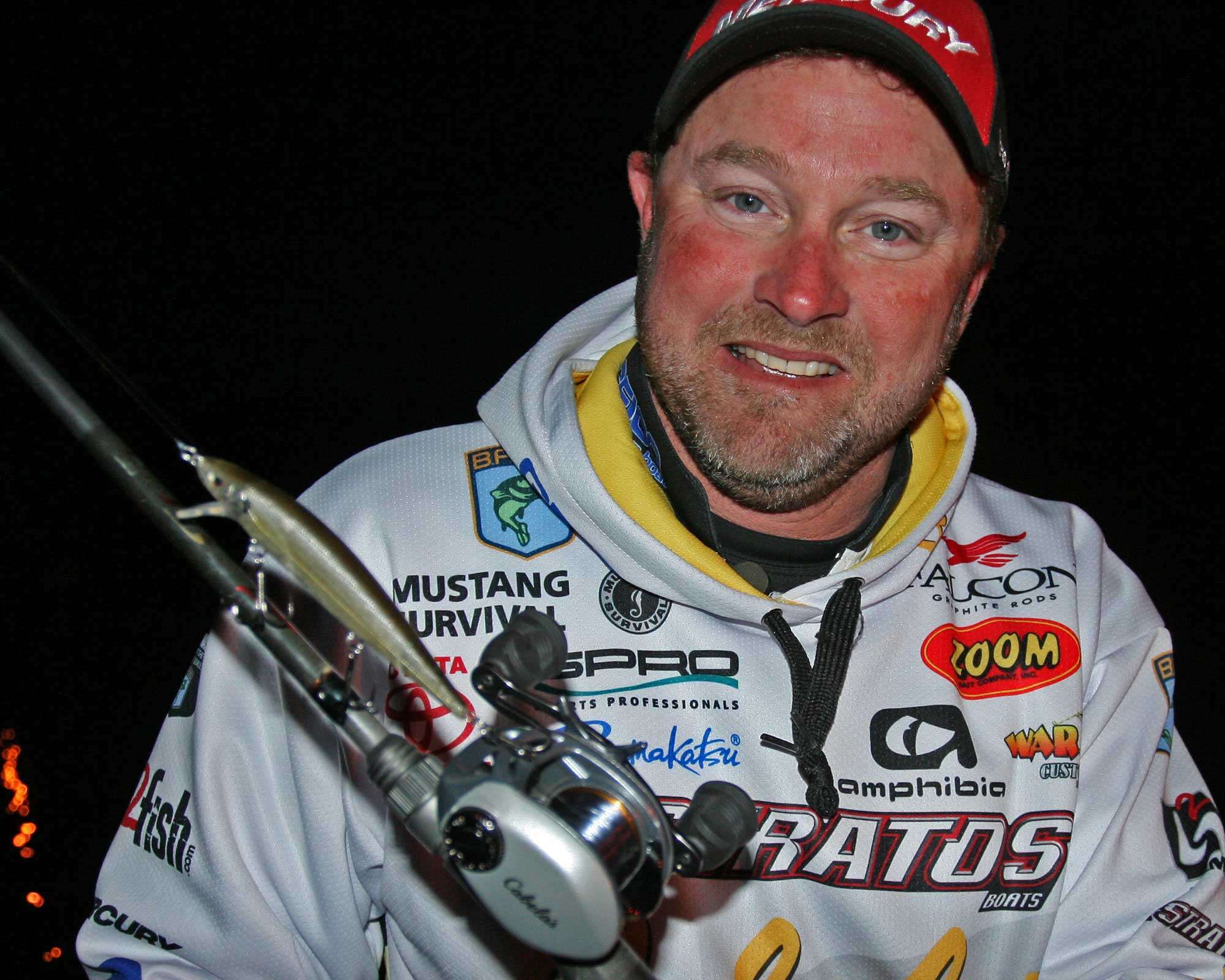 For the majority of the weekend, Mike McClelland had a 1-2 punch between a Spro McStick 110 and 115 jerkbait in colors like Clear/Chartreuse and Natural Herring. His second punch came from a Wiggle Wart in Phantom Brown and Orange colors predominantly.