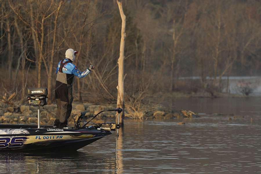 Grigsby casts to the shorline edge.