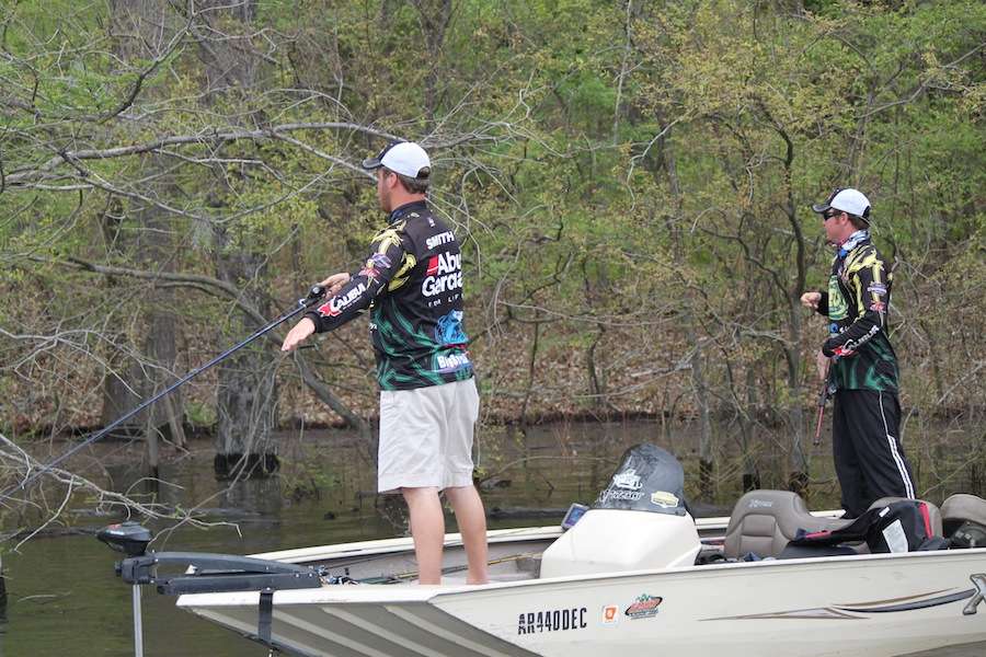 ATU works a soft plastic on the Ouachita River. 