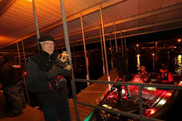 Man's best friend came to see the boats take off.