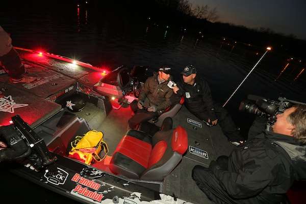 Dave Mercer enjoys a little time in the boat with Brandon Palaniuk. 